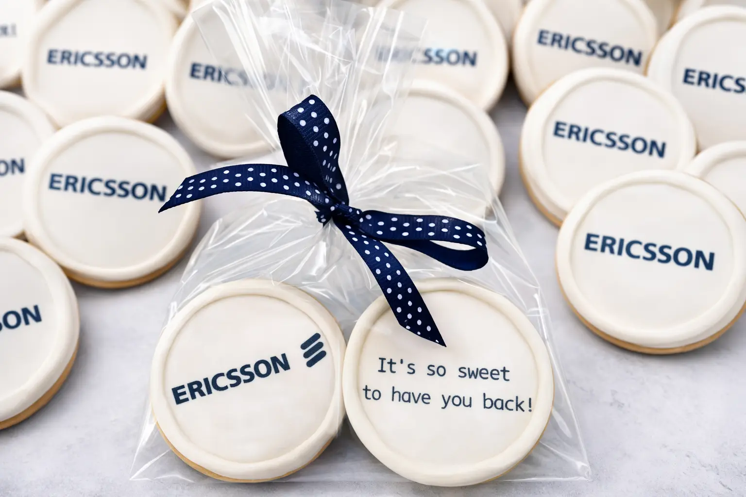 Galletas personalizadas para bienvenida de colaboradores en Ericsson
